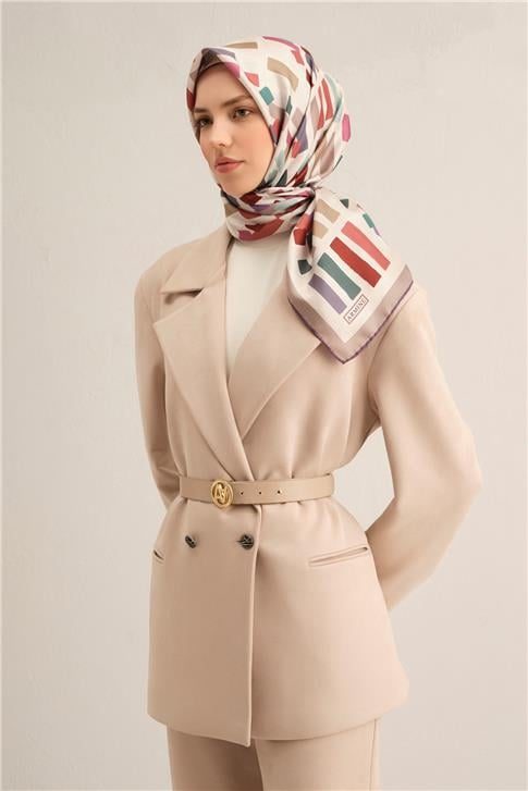 Armine Çiçek Desenli İpek Sura Eşarp 9341 04