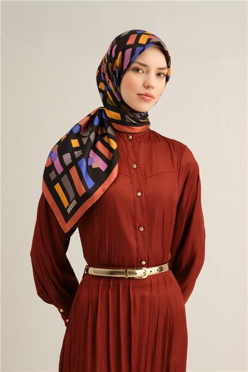 Armine Çiçek Desenli İpek Sura Eşarp 9341 57