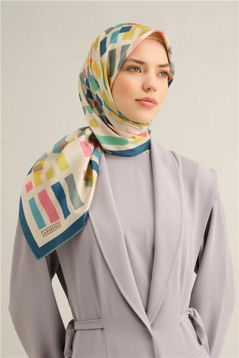 Armine Çiçek Desenli İpek Sura Eşarp 9341 81
