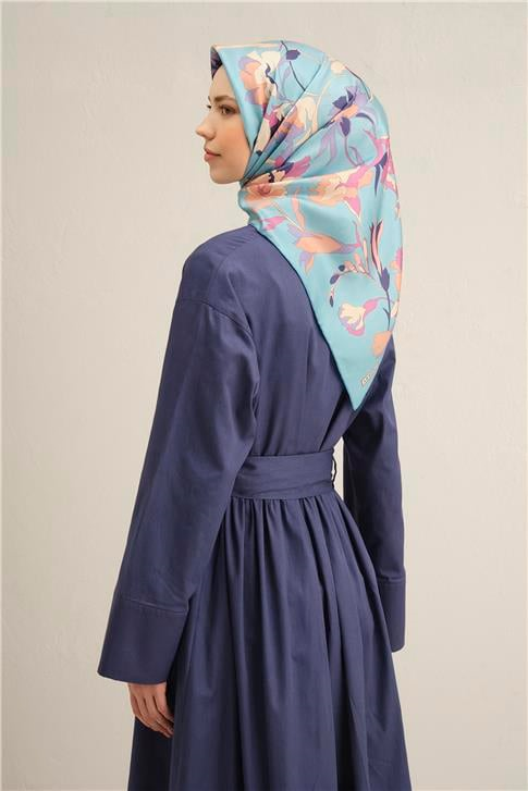 Armine Çiçek Desenli Saf İpek Sura Eşarp 9342D 34