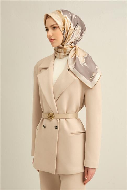 Armine Çiçek Desenli Saf İpek Sura Eşarp 9337D 07