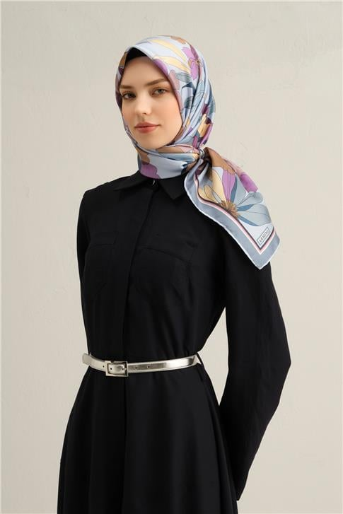 Armine Çiçek Desenli Saf İpek Sura Eşarp 9312D 35