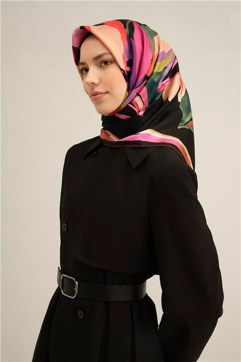 Armine Çiçek Desenli Saf İpek Sura Eşarp 9340D 36