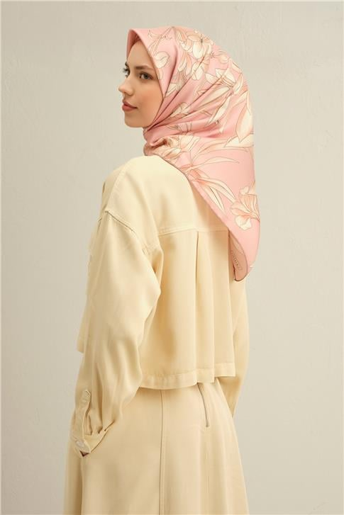 Armine Çiçek Desenli Saf İpek Sura Eşarp 9324D 08