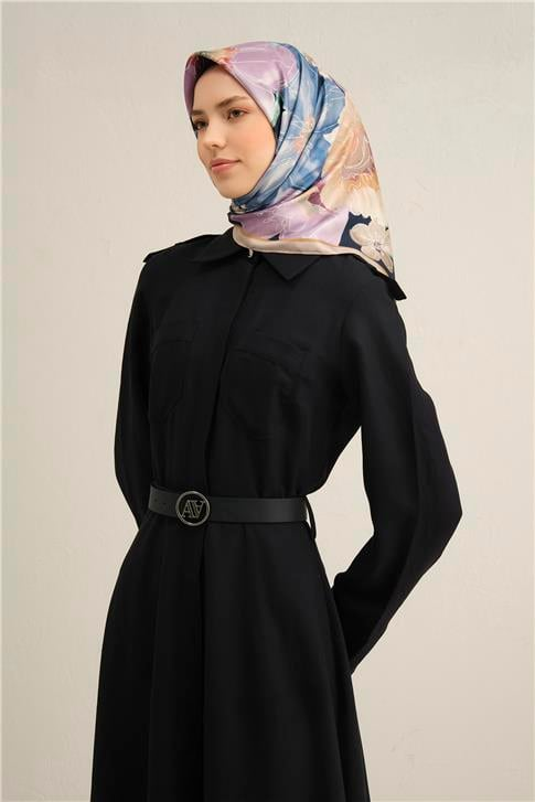 Armine Çiçek Desenli Saf İpek Sura Eşarp 9318D 05