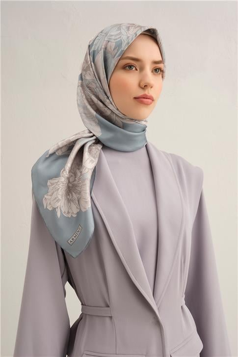 Armine Çiçek Desenli Saf İpek Sura Eşarp 9330D 06
