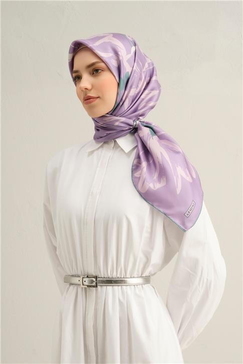 Armine Çiçek Desenli Saf İpek Sura Eşarp 9322D 57