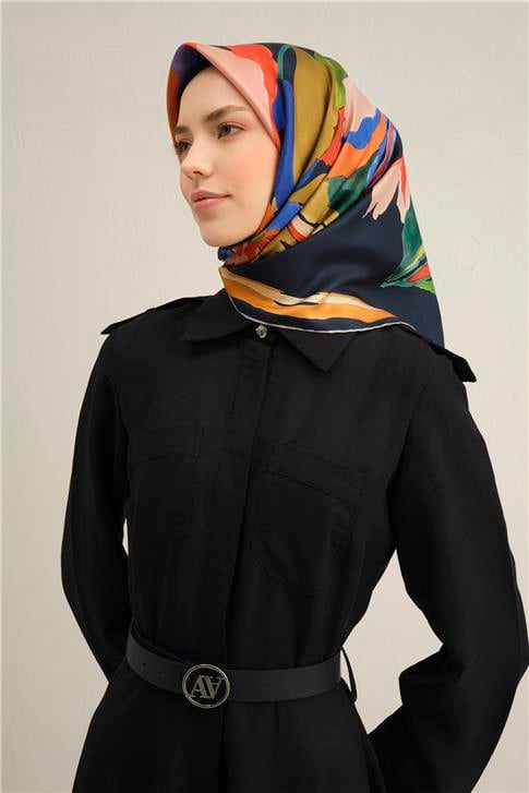 Armine Çiçek Desenli Saf İpek Sura Eşarp 9340D 55