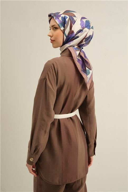 Armine Çiçek Desenli Saf İpek Sura Eşarp 9312D 81