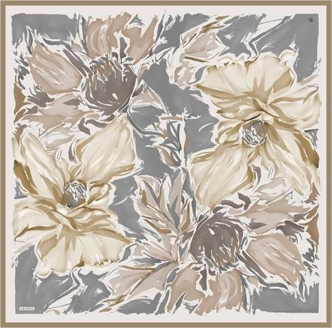 Armine Çiçek Desenli Saf İpek Sura Eşarp 9337D 07