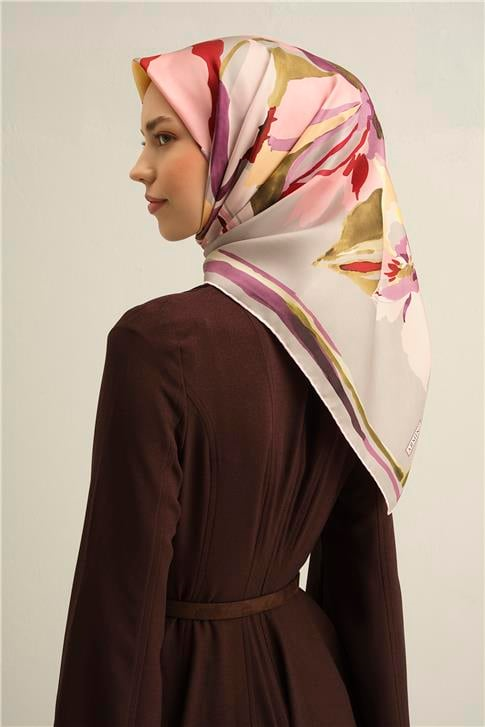 Armine Çiçek Desenli Saf İpek Sura Eşarp 9340D 32