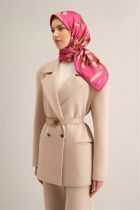 Armine Çiçek Desenli Saf İpek Sura Eşarp 9324D 55