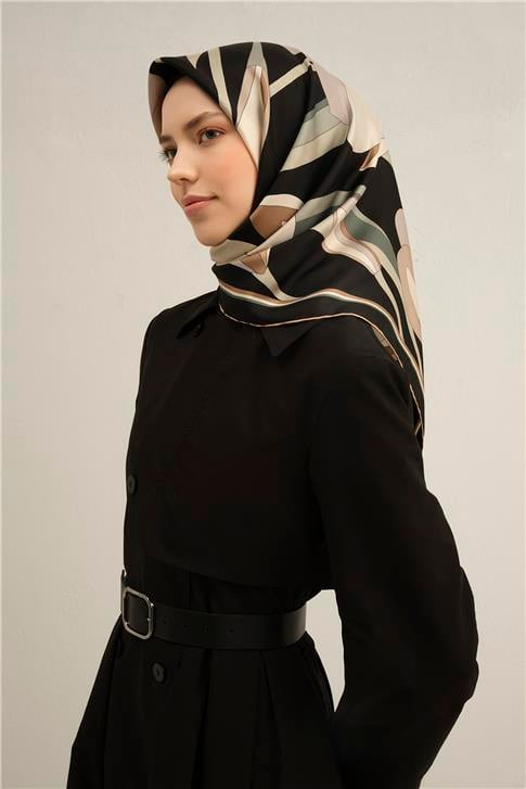 Armine Çiçek Desenli Saf İpek Sura Eşarp 9302D 08