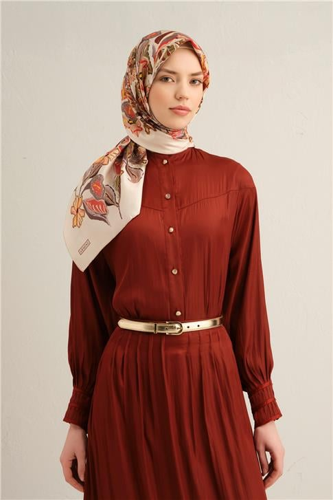 Armine Çiçek Desenli Saf İpek Sura Eşarp 9332D 36