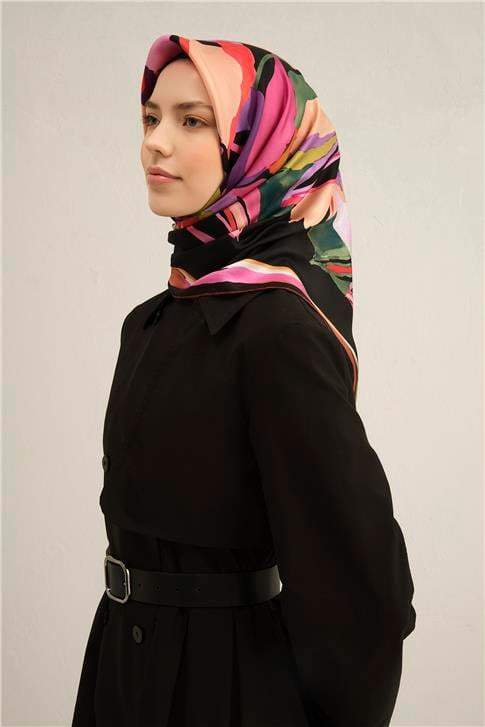 Armine Çiçek Desenli Saf İpek Sura Eşarp 9340D 36