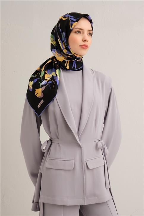 Armine Çiçek Desenli Saf İpek Sura Eşarp 9342D 36