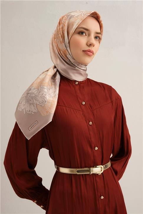 Armine Çiçek Desenli Saf İpek Sura Eşarp 9330D 31