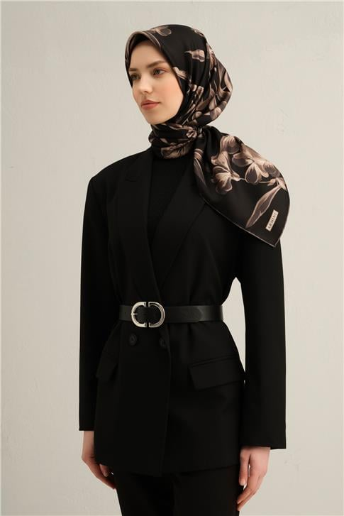 Armine Çiçek Desenli Saf İpek Sura Eşarp 9324D 85
