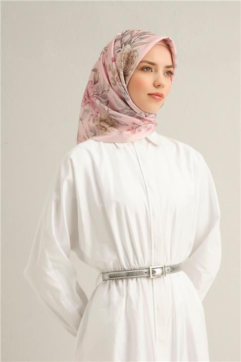 Armine Çiçek Desenli Saf İpek Sura Eşarp 9347D 85