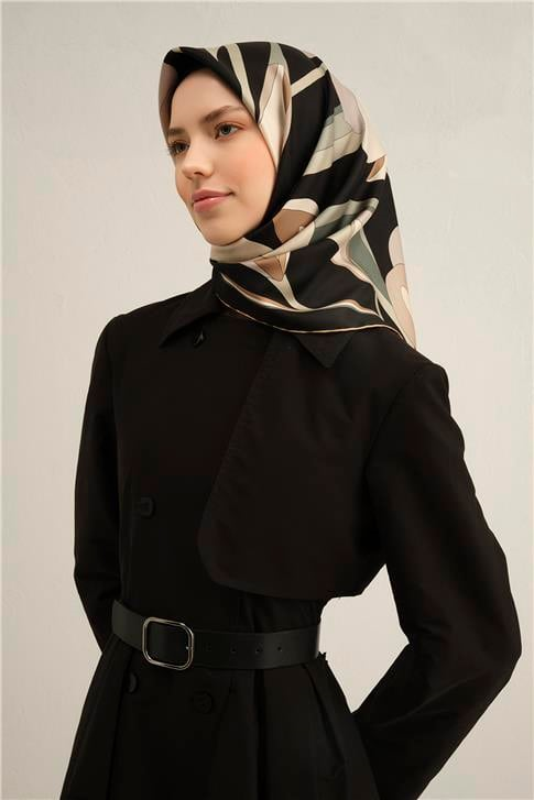 Armine Çiçek Desenli Saf İpek Sura Eşarp 9302D 08