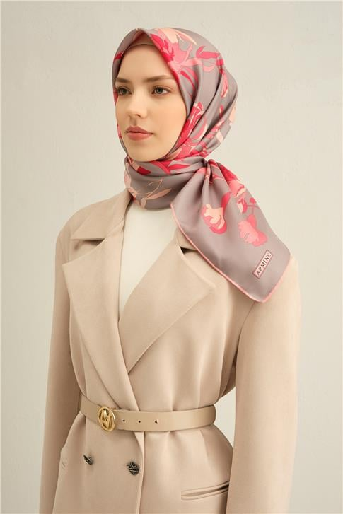 Armine Çiçek Desenli Saf İpek Sura Eşarp 9342D 33