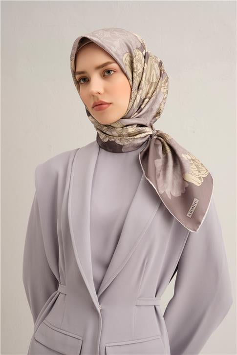 Armine Çiçek Desenli Saf İpek Sura Eşarp 9330D 35
