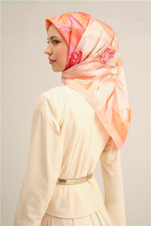 Armine Çiçek Desenli Saf İpek Sura Eşarp 9337D 82