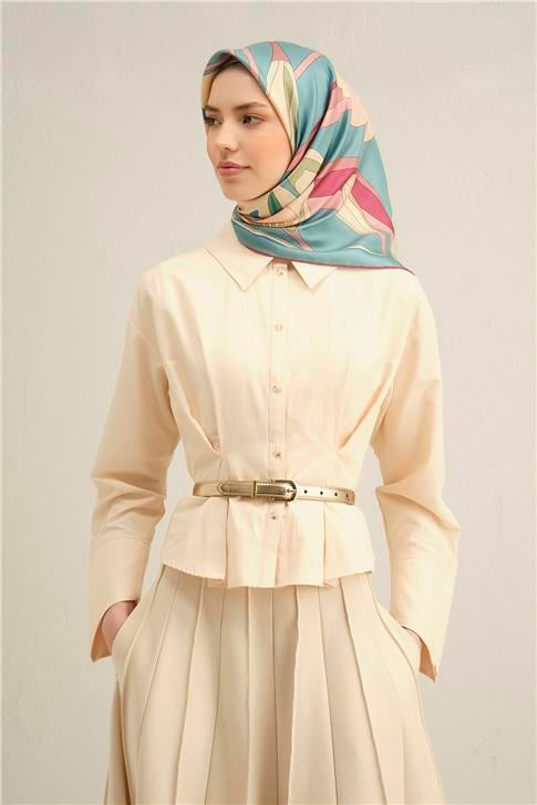 Armine Çiçek Desenli Saf İpek Sura Eşarp 9302D 54
