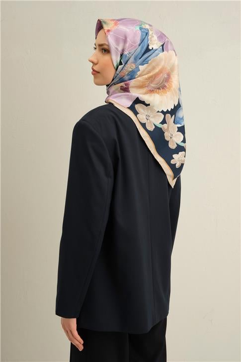 Armine Çiçek Desenli Saf İpek Sura Eşarp 9318D 05