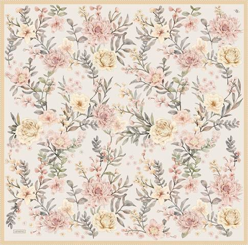 Armine Çiçek Desenli Saf İpek Sura Eşarp 9347D 02