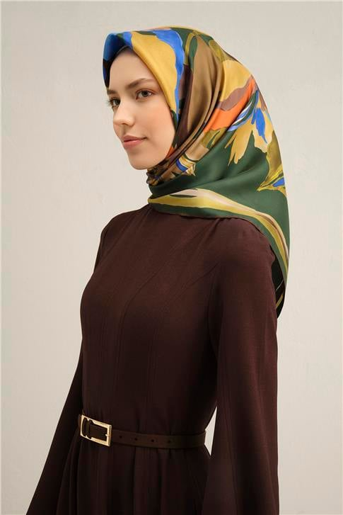 Armine Çiçek Desenli Saf İpek Sura Eşarp 9340D 54