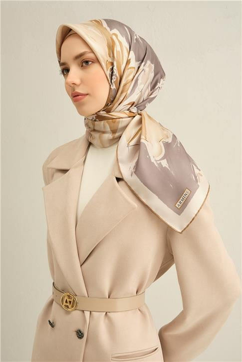 Armine Çiçek Desenli Saf İpek Sura Eşarp 9337D 07