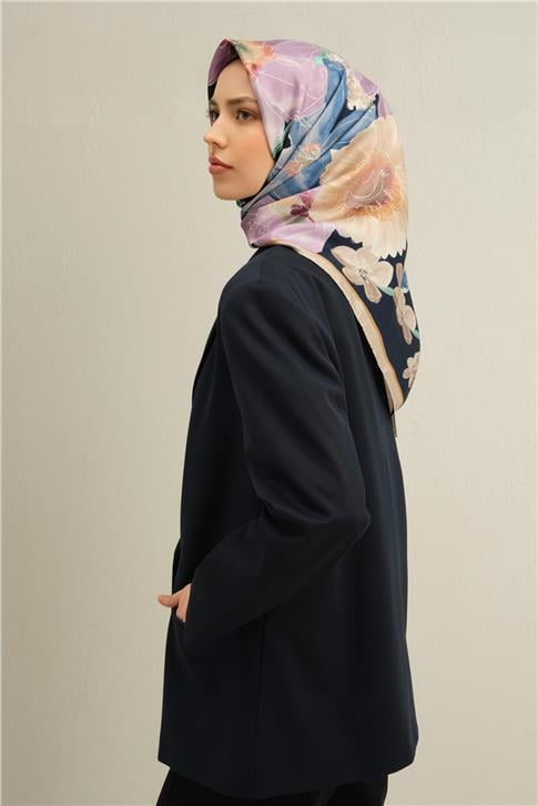 Armine Çiçek Desenli Saf İpek Sura Eşarp 9318D 05