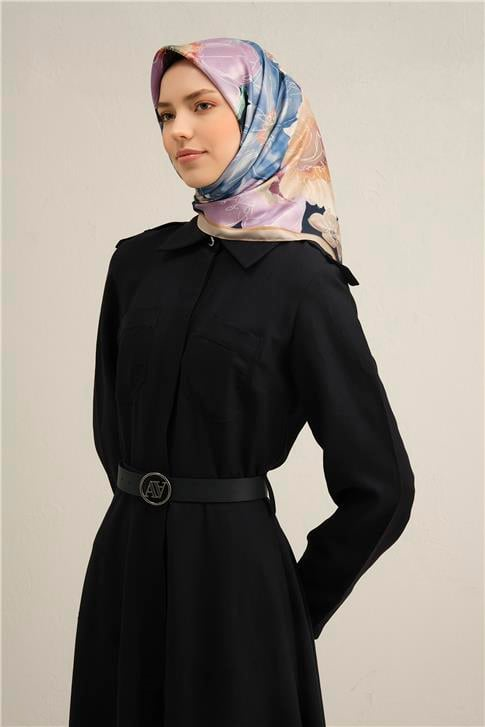 Armine Çiçek Desenli Saf İpek Sura Eşarp 9318D 05