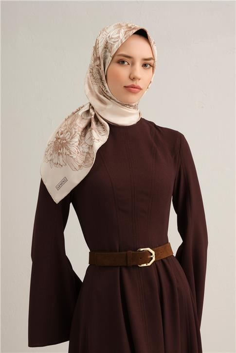 Armine Çiçek Desenli Saf İpek Sura Eşarp 9330D 80