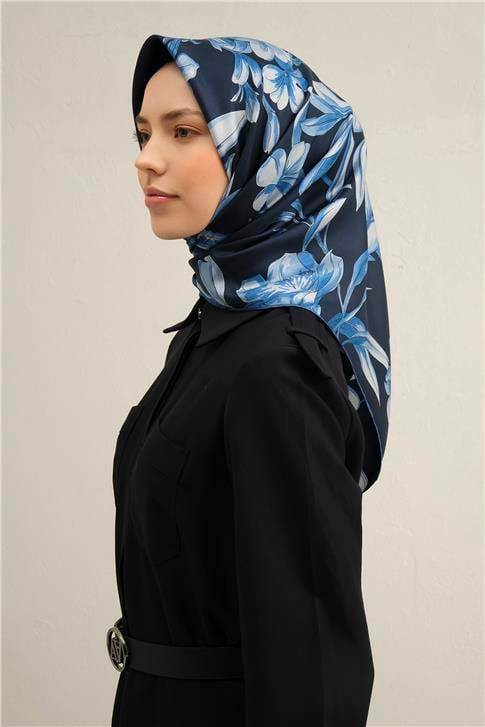 Armine Çiçek Desenli Saf İpek Sura Eşarp 9324D 51