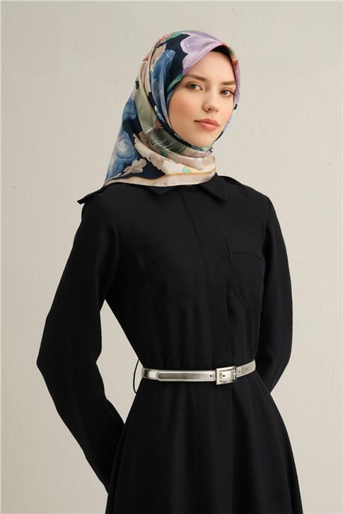 Armine Çiçek Desenli Saf İpek Sura Eşarp 9318D 05