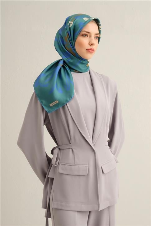 Armine Çiçek Desenli Saf İpek Sura Eşarp 9322D 37
