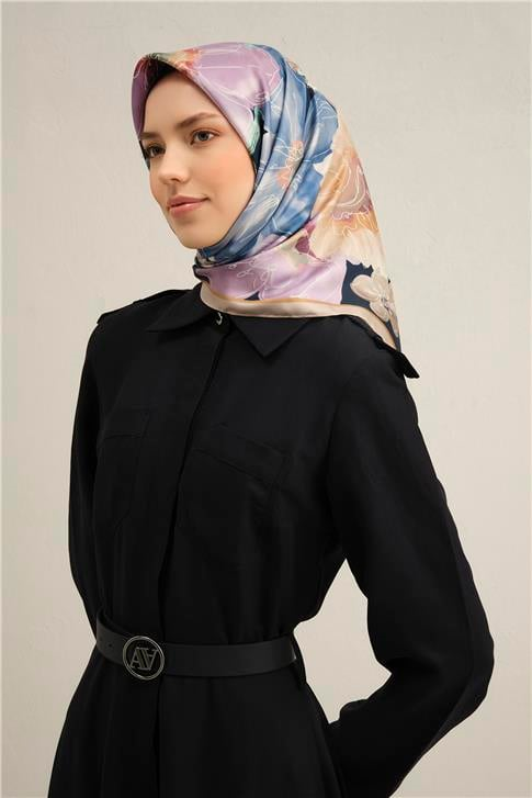 Armine Çiçek Desenli Saf İpek Sura Eşarp 9318D 05