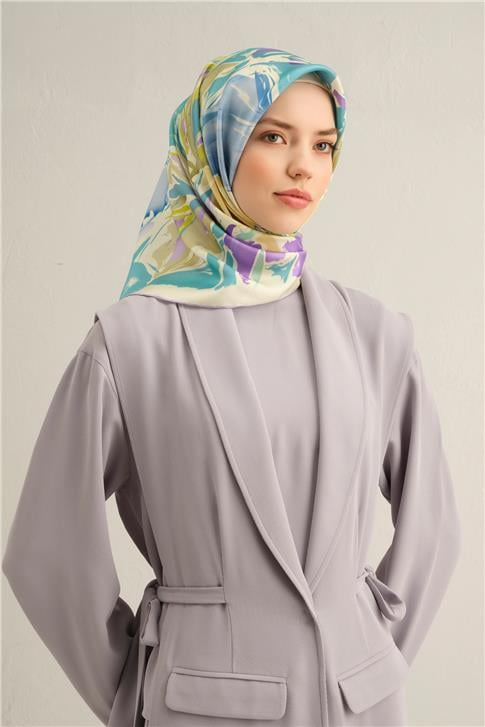 Armine Çiçek Desenli Saf İpek Sura Eşarp 9337D 80