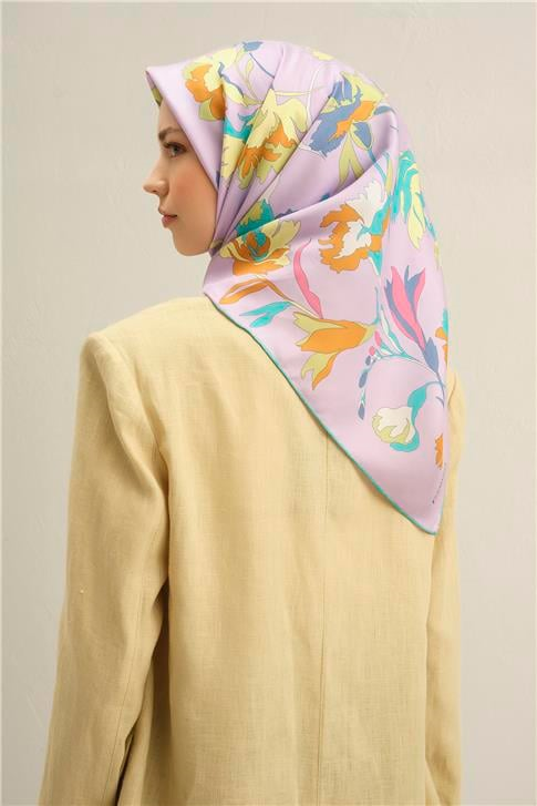 Armine Çiçek Desenli Saf İpek Sura Eşarp 9342D 56