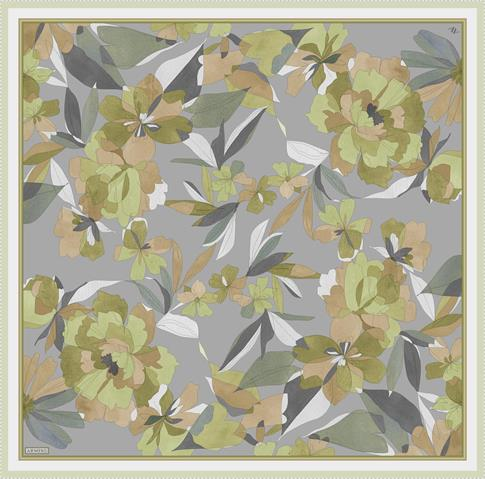 Armine Çiçek Desenli Saf İpek Twill Eşarp 9312D 55