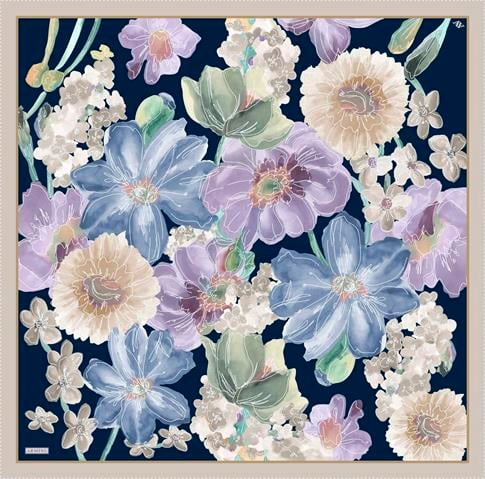 Armine Çiçek Desenli Saf İpek Twill Eşarp 9318D 05