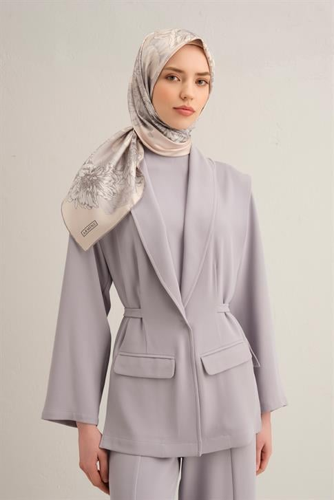 Armine Çiçek Desenli Saf İpek Twill Eşarp 9330D 02