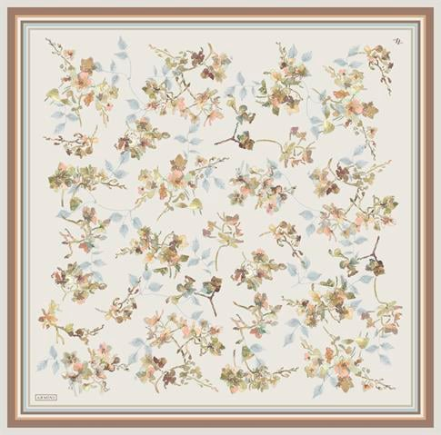 Armine Çiçek Desenli Saf İpek Twill Eşarp 9316D 81
