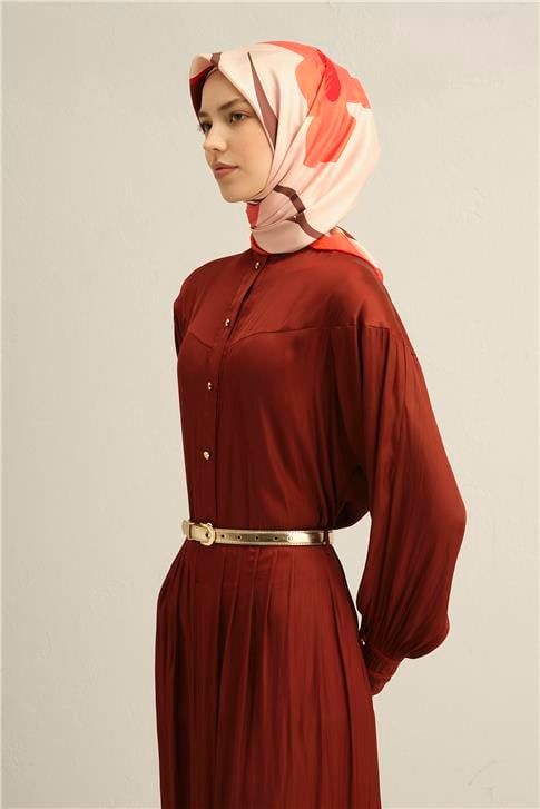 Armine Çiçek Desenli Saf İpek Twill Eşarp 9317D 31