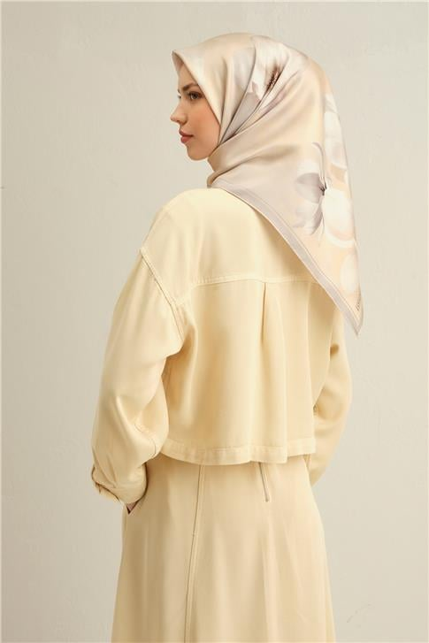 Armine Çiçek Desenli Saf İpek Twill Eşarp 9305D 82