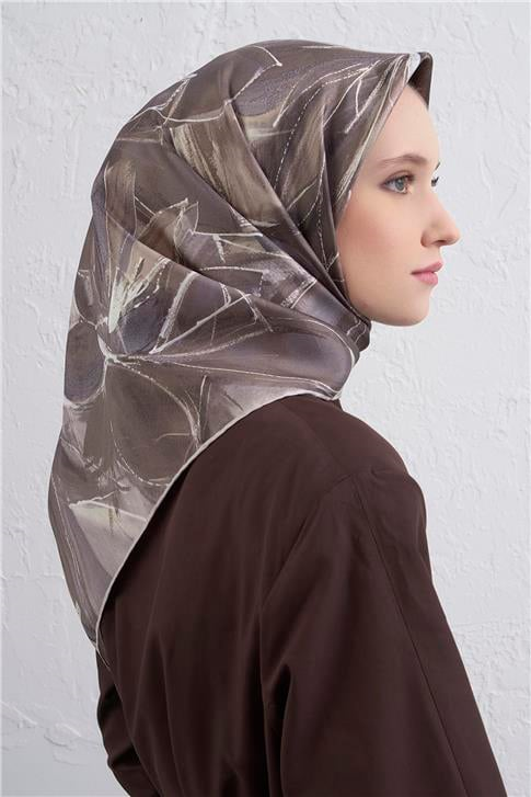 Armine Çiçek Desenli Saf İpek Twill Eşarp 9406D 85