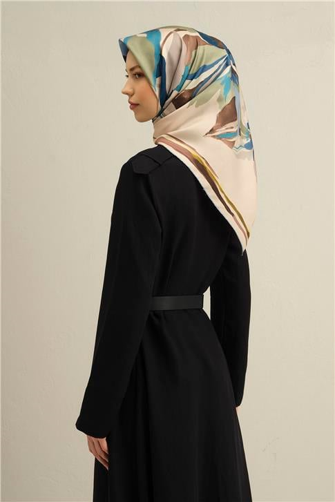 Armine Çiçek Desenli Saf İpek Twill Eşarp 9340D 34