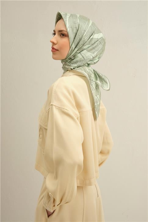 Armine Çiçek Desenli Saf İpek Twill Eşarp 9353D 38